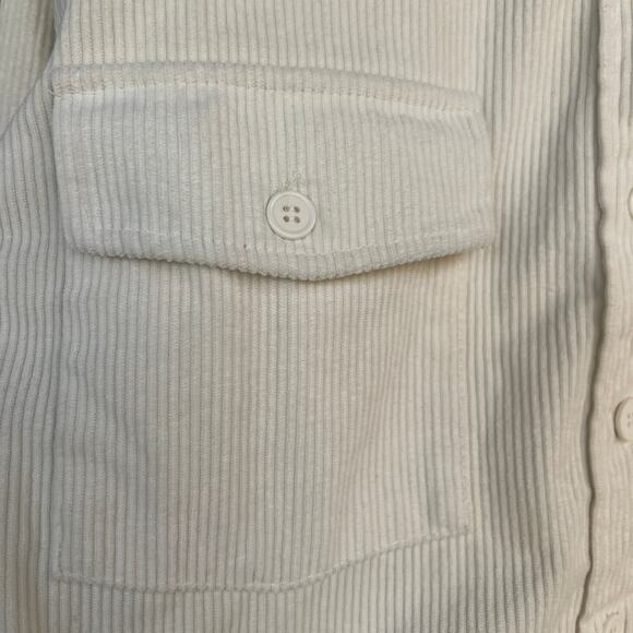 J for Justify Corduroy Button Down Shirt Ivory Cream Long Sleeve Size M - Picture 4 of 7